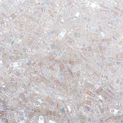 MIYUKIクォーターティラビーズ  日本製シードビーズ  2穴  （qtl250)クリスタルab  5x1.2x1.9mm  穴：0.7mm  約24000個/500g&nbsp;SEED-MY05-QTL250