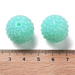 チャンキーレジンラインストーンフーセンガム風ボールビーズ  ラウンド  ターコイズ  20x18mm  穴：3mm&nbsp;RESI-S259-A04