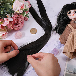 高温シルクヘアエクステンションクリップイン合成ウィッグピース女性用  ブラック  850x55x2mm&nbsp;FIND-WH0400-27B