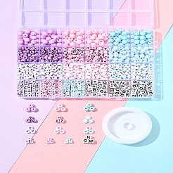 DIYブレスレット作成キット  アクリルビーズと弾性クリスタル糸を含む  ミックスカラー  8x7mm  穴：2mm&nbsp;DIY-FS0008-88