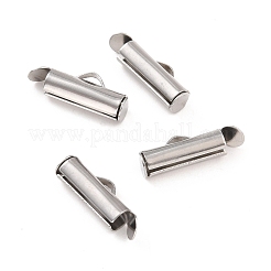 変色しない304ステンレススチール製スライドエンドクラスプチューブ  スライダエンドキャップ  ステンレス鋼色  16x6x4mm  穴：3x1mm  内径：3mm&nbsp;STAS-C044-07C-P