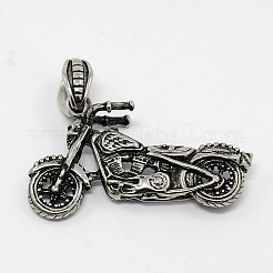 レトロ メンズ 304 ステンレス ミニ 3D モータークライル ペンダント  アンティークシルバー  45x27x9mm  穴：8x6mm&nbsp;STAS-O044-95