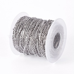 変色しにくい304ステンレススチールアズキチェーン  ハンダ付け  スプールで  ステンレス鋼色  3x2.3x0.6mm  約65.61フィート（20m）/ロール&nbsp;STAS-I107-19P
