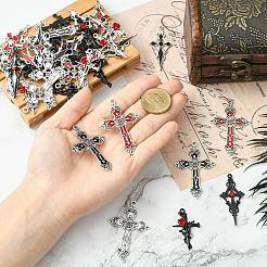 48pcs12スタイルチベットスタイルアロイペンダント  クロス  ミックスカラー  38~57x21.5~38x3~5.5mm  穴：1.8~2.3mm  4個/スタイル&nbsp;FIND-CJ0005-16