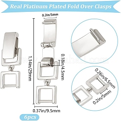 真鍮製折りたたみ留め具6個  プラチナメッキ  29x6x3.99mm  穴：6.5mm&nbsp;KK-BBC0014-97P