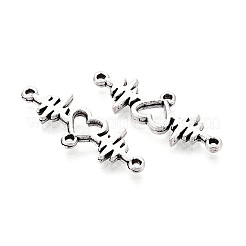 チベットスタイルの合金リンク/コネクター  ハートビート  カドミウムフリー＆鉛フリー  アンティークシルバー  30.8x10x2mm  穴：1~1.2mm  約781個/1000g&nbsp;PALLOY-T090-93AS