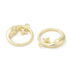 合金ペンダント  カドミウムフリー＆ニッケルフリー＆鉛フリー  月とフラットラウンド  ゴールドカラー  19x17x3mm  穴：1.5mm&nbsp;PALLOY-H128-09G