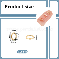 304ステンレススチールオープン丸カン500個  オーバル  18KGP本金メッキ  4x6x0.8mm  20ゲージ  内径：2.5x4.5mm&nbsp;STAS-UN0059-31B