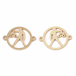 201 ステンレススチールリンクコネクター  星座  フラットラウンド  ゴールドカラー  天秤座  21x16x1mm  穴：1.4mm&nbsp;STAS-N087-22-12G