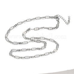 4.5mm 304ステンレススチール製ダブチェーンネックレス  変色なし  ステンレス鋼色  17.72インチ（45cm）  リンク：9.5x4.5x1mm&nbsp;NJEW-D328-03P-02