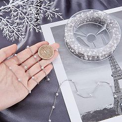 DIYネックレス作りキット  丸いabsプラスチック模造真珠チェーン付き12m手作り真鍮を含む  亜鉛合金カニカン  プラチナ  2x1.2x0.4mm&nbsp;DIY-CA0003-03