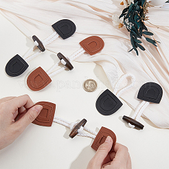 2色の木製ボタン8個  合成皮革のトグルバックル  バッグセータージャケットコート用  DIYの縫製アクセサリー工芸品  ミックスカラー  155mm  4個/カラー&nbsp;BUTT-GF0004-36