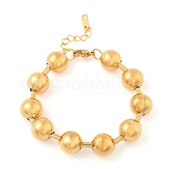 女性用ラウンド304ステンレススチールビーズブレスレット  ゴールドカラー  7-1/4インチ（18.5cm）&nbsp;BJEW-B134-02G