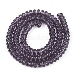透明ガラスビーズ連売り  ロンデル  紫色のメディア  6~6.5x3mm  穴：1mm  約103~118個/連  14.57~14.96インチ（37~38cm）&nbsp;GLAA-ZX008-6mm-19E