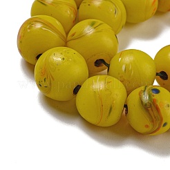 手作りランプワークビーズ連売り  水玉模様の丸い  きいろ  12~12.5mm  穴：2mm  約24個/連  10.71''（27.2センチメートル）&nbsp;BLOW-D006-07B