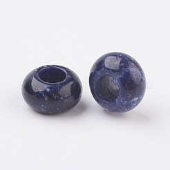 天然ソーダライトヨーロピアンビーズ  大穴ビーズ  ロンデル  14x7~8mm  穴：6mm&nbsp;G-G740-14x8mm-02