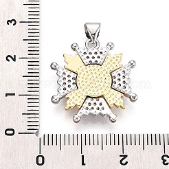 真鍮マイクロパヴェクリアキュービックジルコニアペンダント  18KGP本金メッキ  クロスチャーム  22.5x21.5x3.5mm  穴：3x5mm&nbsp;KK-T080-05A