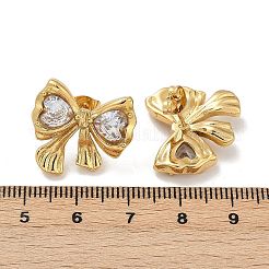 蝶結び304ステンレススチールガラススタッドピアス  ゴールドカラー  18.5x20mm&nbsp;LS-EJEW-M105-02G