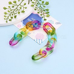 手作りのツートンカラーの透明アクリルアズキチェーン  クイックリンクチェーン  溶接されていない  カラフル  38.5x23.5x6.5mm  39.37インチ（1m）&nbsp;AJEW-JB00840-05