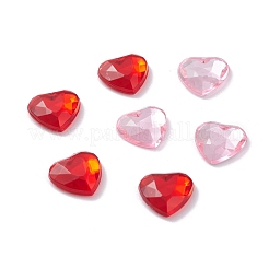 模造台湾アクリルラインストーンカボション  フラットバック＆多面  ハート  ミックスカラー  12x12x2.5mm  300個/箱&nbsp;GACR-SZ0001-03