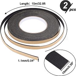 強粘着EVAスポンジフォームラバーテープ  衝突防止シールストリップ  ブラック  10x2mm  10 m /ロール&nbsp;TOOL-FH0001-08-12