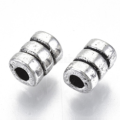 チベット風合金ビーズ  カドミウムフリー＆鉛フリー  コラム  アンティークシルバー  6x4mm  穴：1.6mm  約2000個/1000g&nbsp;TIBEB-N005-13AS-RS