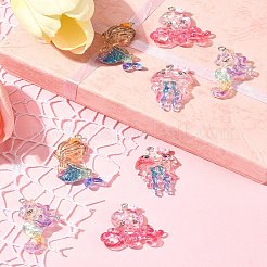 8スタイルの海をテーマにした透明樹脂ペンダント4個。  スパンコールとプラチナトーンの鉄ループが付いた海の動物のチャーム  混合図形  31~39x19~30x6~7.5mm  穴：2mm  2個/スタイル&nbsp;CRES-FS0001-17