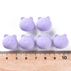 アクリルビーズ  ラバー加工スタイル  片穴  クマ  ライラック  15.5x16x15mm  穴：3.5mm&nbsp;OACR-S039-06-47