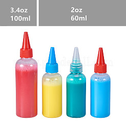液体用のプラスチック製の空のボトル  先のとがった口のトップキャップ  レッド  12.4x3.5cm  容量：60ミリリットル  20個/セット&nbsp;DIY-BC0009-13