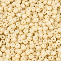8/0ベーキングペイントガラスラウンドシードビーズ  レモンシフォン  3~3.5x2mm  穴：1~1.2mm  約10000個/ポンド&nbsp;SEED-S036-01B-19