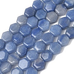 天然ブルーアベンチュリン（染色・加熱）ビーズ連売り  六角  8x8.5~9x5mm  穴：0.8mm  約47~48個/連  15.16~15.35''（38.5~39センチメートル）&nbsp;G-G463-A03-8x9mm