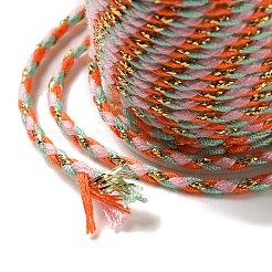 メタリック糸を使用した4本撚りポリコットンコード  手作りマクラメ綿ロープ  ひも壁掛け用植物ハンガー  パールピンク  1.5mm  約4.3ヤード（4m）/ロール&nbsp;OCOR-Z003-D98