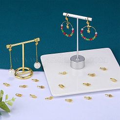真鍮マイクロパヴェクリアキュービックジルコニアピアスフック10組  耳ワイヤー  カン付き  葉  18KGP本金メッキ  16mm  穴：1mm  ピン：0.8mm&nbsp;ZIRC-SZ0005-11