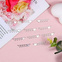 10個のステンレス鋼コネクタチャーム  5 ハートリンク  ステンレス鋼色  40x8.5mm  穴：1.5mm  10個/箱&nbsp;STAS-SZ0003-16A