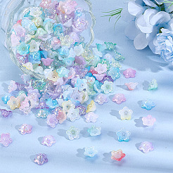 300色塗装アクリルビーズキャップ10個  花  ミックスカラー  12.5x6.5mm  穴：1.5mm  30個/カラー&nbsp;OACR-ME0001-16