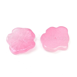 透明ガラスビーズ  蓮の葉  焼き付け塗料  フラミンゴ  20x19.5x4.5~5mm  穴：1.2mm&nbsp;DGLA-E004-02D
