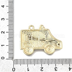 医療テーマ合金エナメルペンダント  救急車チャーム  ゴールドカラー  ホワイト  22.5x30.5x2mm  穴：1.8mm&nbsp;FIND-G090-02G-01