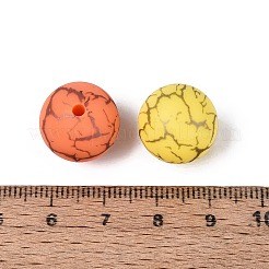 印刷されたシリコンビーズ  ひび割れ模様の円形  ミックスカラー  14.5~15mm  穴：2.5mm&nbsp;SIL-N006-26
