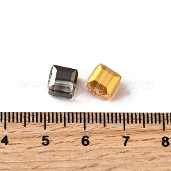 電気メッキガラスビーズ  キューブ  多面カット  ミックスカラー  7x7x7mm  穴：1.6mm&nbsp;EGLA-G040-01A