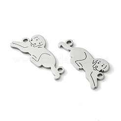 変色しない201ステンレススチールコネクタチャーム  レーザー切断  犬のリンク  ステンレス鋼色  9.5x21x1mm  穴：1.4mm&nbsp;STAS-U003-06P