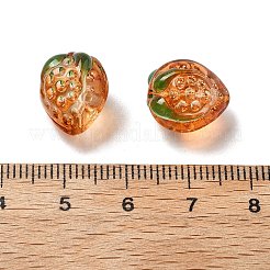 透明なガラスエナメルビーズイチゴ  チョコレート  13.5x11~12mm  穴：1.2mm&nbsp;LAMP-V001-05B