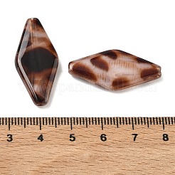 不透明アクリル模造ヒョウ柄ビーズ  菱形  ツートン  グリッターパウダー付き  ココナッツブラウン  31x14.5x4.5mm  穴：1.8mm  460個/ 500g&nbsp;OACR-B052-06
