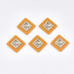 オペークアクリルパーツ  合金パーツ  愛という言葉のひし形  ライトゴールド  ミックスカラー  33.5x33x5mm  穴：1.8mm  対角長さ：33.5mm  辺の長さ：25mm&nbsp;MACR-T031-05-M