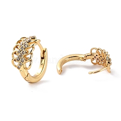 リーフクリアキュービックジルコニア女性用スモールフープピアス  カドミウムフリー＆鉛フリー  18KGP本金メッキ  14x7.5mm  ピン：0.8mm&nbsp;EJEW-C002-05G-RS
