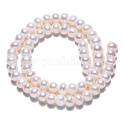 天然養殖淡水パールビーズ連売り  ロンデル  貝殻色  8~9.5x5.5~7mm  穴：0.7mm  約56~60個/連  14.88インチ〜15.87インチ（37.8~40.3cm）&nbsp;PEAR-N015-08A