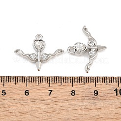 ラインストーン ペンダント付き合金  ハートのチャームが付いた矢  ラックめっき  プラチナ  クリスタル  17x22x4mm  穴：1.6mm&nbsp;RB-CBA7AC6-15P-02