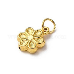 スターリングシルバーペンダント925個  花のチャーム  丸カン付き  ゴールドカラー  12x9x3mm  穴：4mm&nbsp;STER-P070-02G