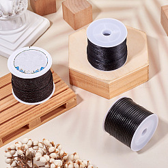 3ロール、3種類のナイロン＆ワックスポリエステルコード  サテンラテイルコード  ビーズジュエリー作り  中国結び  ブラック  2mm  1ロール/スタイル&nbsp;DIY-TA0015-03B