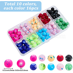 160色のガラスビーズ連売り10本  ラウンド  ミックスカラー  8mm  穴：0.8mm  20個/カラー&nbsp;GLAA-SP0001-80