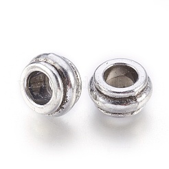 チベット風スペーサービーズ  カドミウムフリー＆鉛フリー  ロンデル  アンティークシルバー  12x7mm  穴：6.5mm&nbsp;LF10319Y